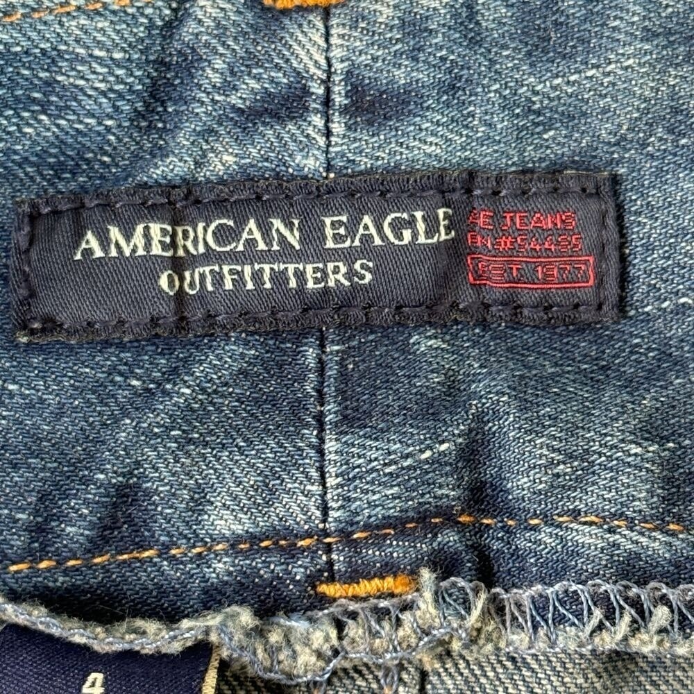 American Eagle‎ Skirt Womens 4 Blue Denim Mini Vtg Y2K Ultra Low Rise Raw Hem - Picture 5 of 14